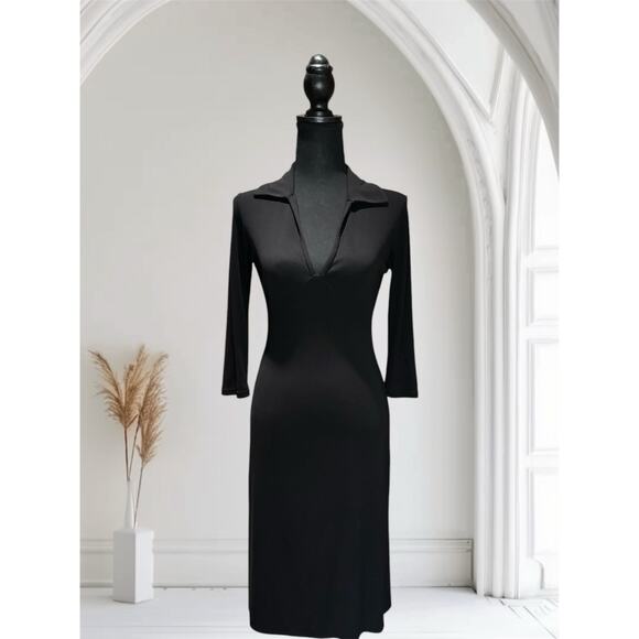 Banana Republic V-Neck, Bodycon, Collar Black Dress, Size XS, EUC - Picture 1 of 5